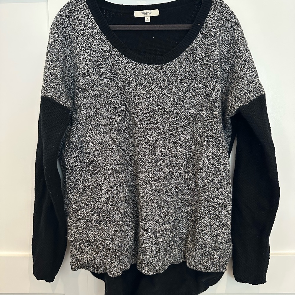 Madewell Salt & Pepper black/grey/white Sweater Stylish Size Large